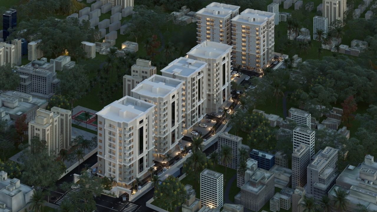 PSR Onyx Park township seen from above at dusk