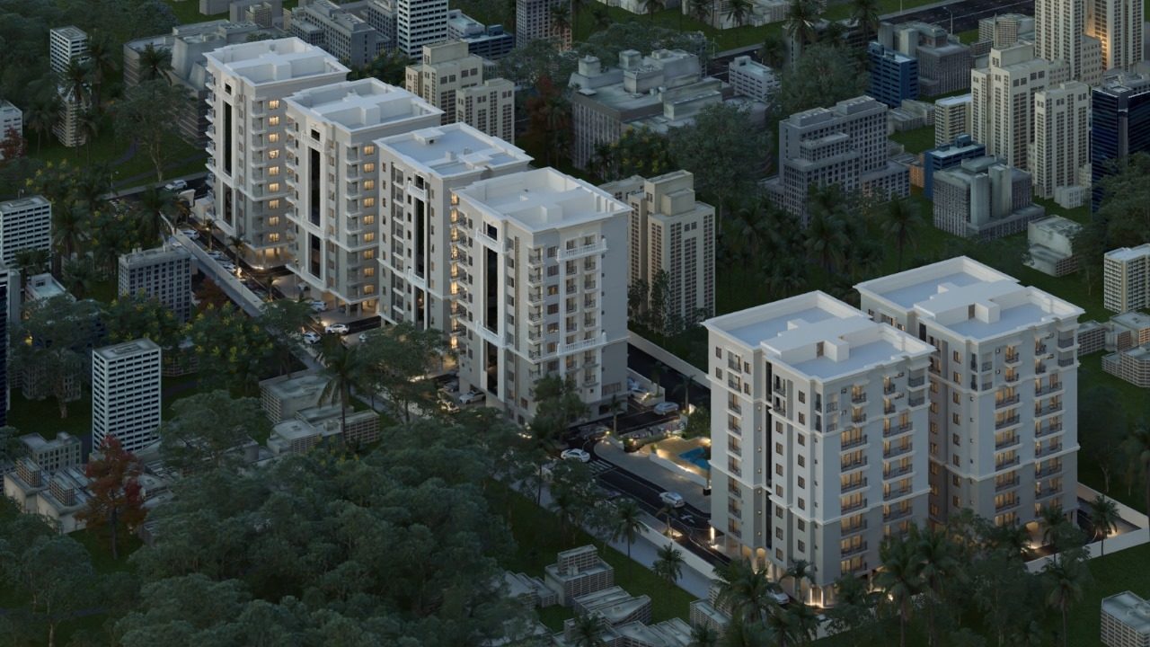 Daytime aerial of the master-planned township