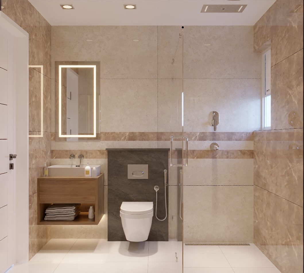 En-suite bathroom with vanity and glass shower