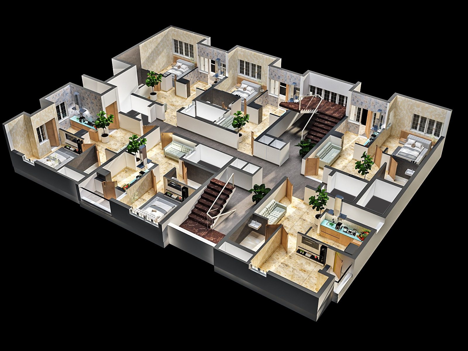 Cutaway 3D floor plan showing unit layouts across a PSR Onyx Park floor